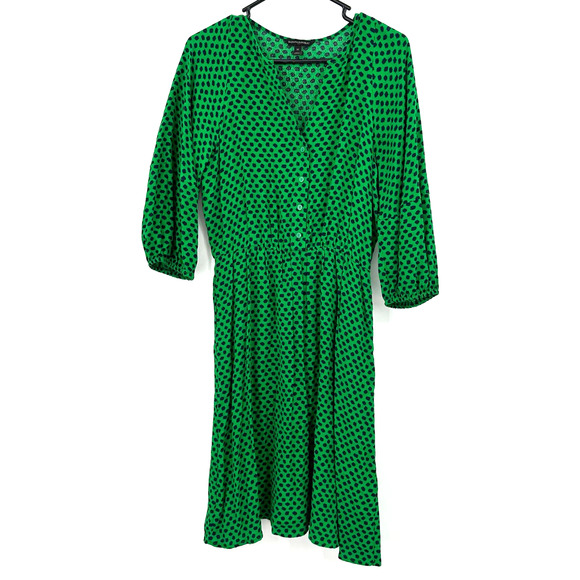 Banana Republic size XS green blue long sleeve dress fitted elastic waist - Picture 1 of 5